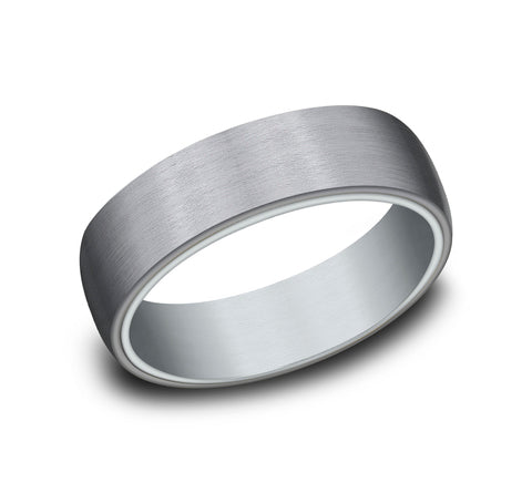 The Baron - 14K White/Tantalum Grey wedding band